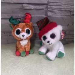 Plüss állat (Rénszarvas, Jegesmedve sapkával)