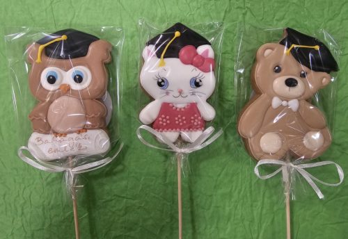 Ballagási mézeskalács Maci, Cica, Bagoly