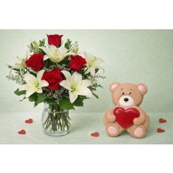   Rózsák Illatos Liliomok Között Kézműves Mézeskalács Macival