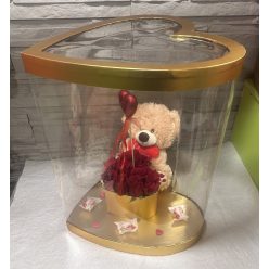 Mackó ölelés rózsabox