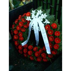 Álló alapú görög koszorú gerbera, orchidea