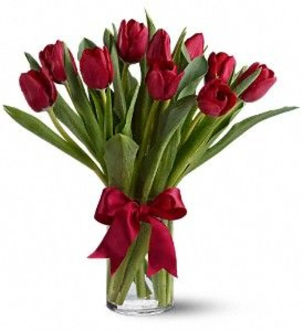 Lángoló tulipánok - 10 szál tulipán vázával    -959